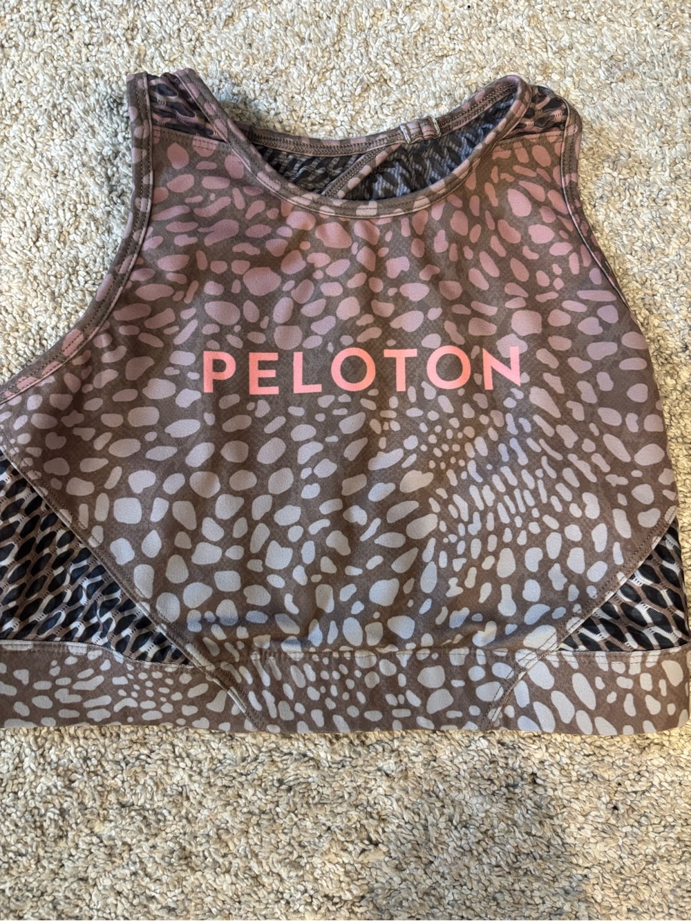 Peloton Brown and Cream Patterned Sports Bra
